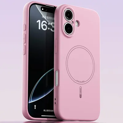 Obrázek produktu pro Magnetické pouzdro pro iPhone 16, kompatibilní s MagSafe, tekutý silikon, nárazuvzdorné a odolné proti poškrábání Růžová