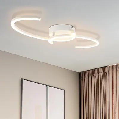 Image de ZMH : Plafonnier LED, éclairage pour cuisine, 24W, lampe moderne pour salon, lampe de chambre moderne, 3000K, rotative à 330°, avec 2 anneaux, couleur blanche, idéale pour chambre et salle à manger