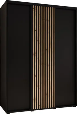 Produktbild von MEBLE KRYSPOL Sapporo 1 Schrank mit 3 Schiebetüren  - 205,2x180x60 cm - Schwarz Schwarz Artisan