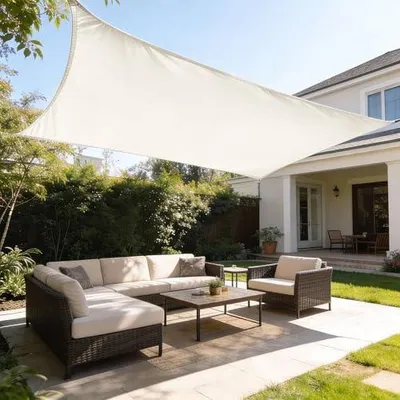 Produktbild von Sonnensegel Wasserdicht Rechteckig 3x4m Sonnenschutz Wasserabweisend Premium PES Polyester mit UV Schutz für Balkon Garten Terrasse Creme