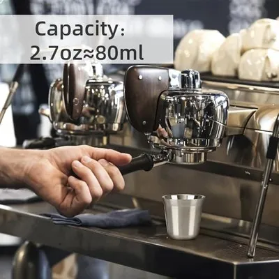 Zdjęcie produktu dla Filiżanki do espresso ze stali nierdzewnej podwójne ścianki zestaw 2 sztuki