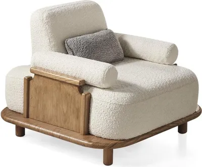 Produktbild von Wohnzimmer Sessel Weißer Einrichtung Modern Design Polstermöbel Textil