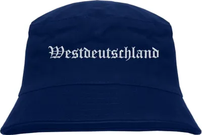 Produktbild von Westdeutschland Fischerhut - Altdeutsch - bestickt - Bucket Hat Anglerhut Hut Dunkelblau S/M