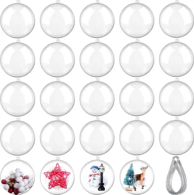 Produktbild von 24 Pcs Christmas Fillable Ornaments Ball Clear Plastic Ornaments DIY Craft Transparent Ball for Christmas Wedding Xmas Holiday Party Tree Decor Home (2.76 Inch)