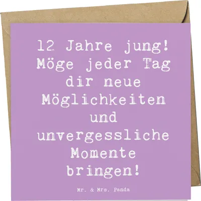 Produktbild von Mr. & Mrs. Panda Deluxe Karte Spruch 12. Geburtstag - Lavendeltraum - Geschenk, Kindergeburtstag, handgefertigte Geschenke, faltkarte, Grußkarte, Glückwunschkarte
