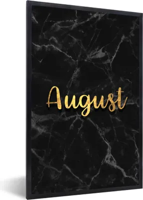 Produktbild von MuchoWow® Gerahmtes Poster Kalender - August - Gold - Marmor 40x60 cm - Poster mit Schwarzem Bilderrahmen Wandposter Rahmen Foto Bilder - Papierdruck - Wandbilder