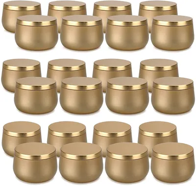 24er Set Kerzenblechdosen 8 oz mit Deckeln, Gold