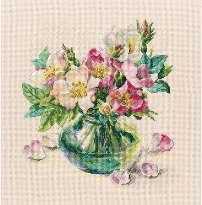 Immagine prodotto di Set per punto croce RTO "Delicati fiori di radica" M721, schema contato, 26,5x26,5 cm