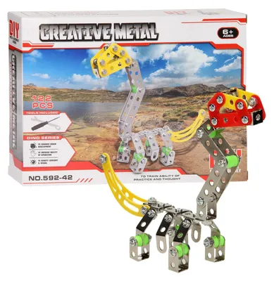 Obrázek produktu pro Kovová stavebnice dinosaurů, 122 dílků.