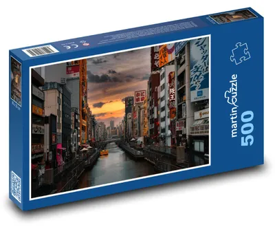 Produktbild von Puzzle 500 Osaka, japanische Stadt am Kanal - martinpuzzle
