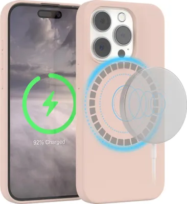 Produktbild von EAZY CASE Silikon MagSafe Handyhülle kompatibel mit Apple iPhone 15 Pro Hülle mit Kameraschutz, Silikonhülle, Schutzhülle Rosa