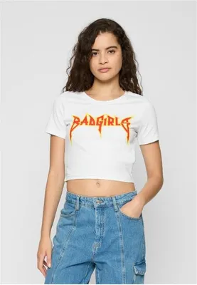 Immagine prodotto di T-shirt per bambini Urban Classics Badgirls Cropped Tee bianco - L