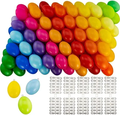 Productafbeelding van Decoratieve paaseieren van kunststof - Set van 100 - Kunststof eieren - 6 cm - Decoratie met Pasen - Witte
