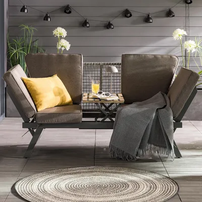 Produktbild von home24 Loungesofa - Stahl / Webstoff