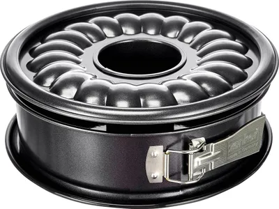 Produktbild von Zenker Springform Ø 26 cm DELUXE, Backform mit Emaille-Versiegeltem Flach- und Rohrboden aus Stahlblech, runde Kuchenform mit extra hohem Rand (Farbe: Schwarz metallic)