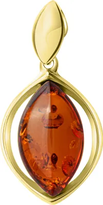 Produktbild von V Anhänger 925/- Sterling Silber 3,0cm gelb Bernstein braun 473240056