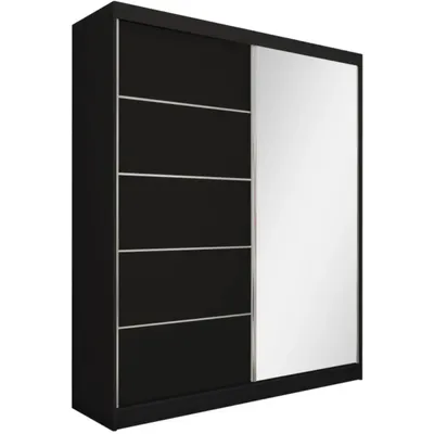 Image de Armoire à portes coulissantes MARIKA 160 cm - Armoire avec miroir & portes coulissantes (noir)