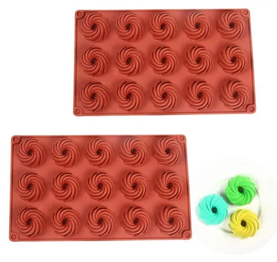 Produktbild von Mini Gugelhupfform 15er Silikon spiralförmig 2 Stück 29x17x2.2cm