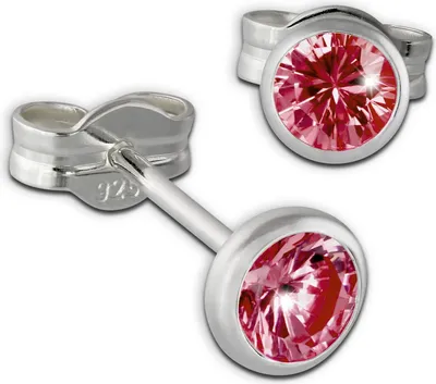 Produktbild von SilberDream Ohrstecker Damen 925 Silber rubinrot Zirkonia Ohrringe 4mm SDO5534P