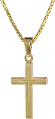 trendor 75274 Kreuz-Anhänger Gold 333 8 Kt. + Goldplattierte Silber-Halskette 1