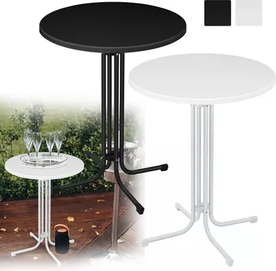 Obrázek produktu pro XINZI barový stůl skládací bistro stůl Ø 80 cm, skládací stůl pro catering, snadná montáž, předmontovaný držák, kulatý párty stůl (černý)