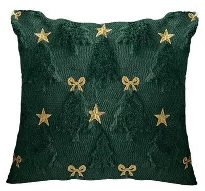 Produktbild von Weihnachtlicher Plüschkissenbezug 45 x 45 cm, dekorativer Kissenbezug für Sofa, Couch, Schlafzimmer, Wohnzimmer, festliche Dekoration