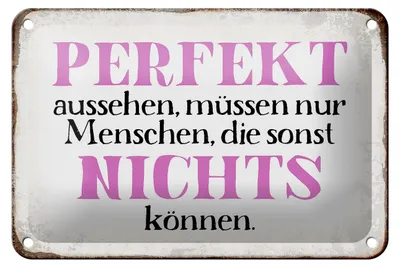 Produktbild von Blechschild Spruch 18x12cm perfekt aussehen nichts können