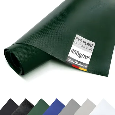 Obrázek produktu pro PVC plachta, plachta pro nákladní automobily, 450g/m², plachta, ochranná plachta, plachta na metry - BEZ oček - (3m x 6m, zelená RAL6005)