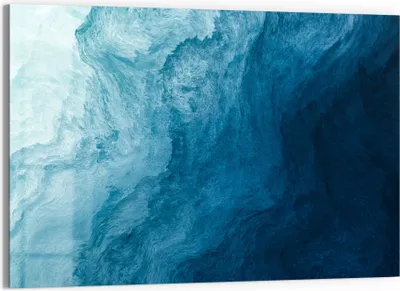 Produktbild von DEQORI Glasbild Echtglas 90x60 cm 'Aufgewühlte Wellen' Wandbild Bild modern Deko