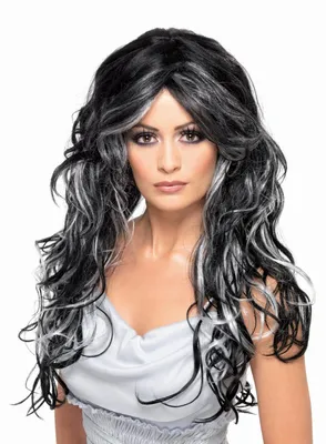 Produktbild von Smiffys Perücke Gothic-Braut, Lang und mit Strähnen Halloween