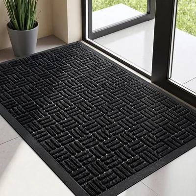 Produktbild von Fußmatte Schmutzfangmatte Innen Außen Rechteckig Schwarz 43 x 75 cm