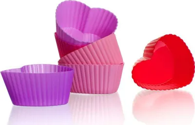 Produktbild von BANKETT-Set Silikon Cupcakes KULINARISCH 6,5 cm, 6 St., Farbmischung, kleine Herzen