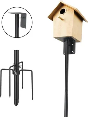 Obrázek produktu pro Nastavitelný stojan na ptačí budky, 220 cm, 5 zubů, černý, do zahrady