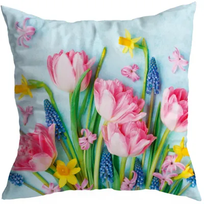 Produktbild von HomeView Dekorative Kissenhülle Frühling Blumen Tulpen 45x45 cm