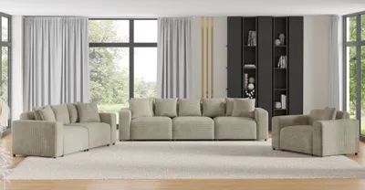 Produktbild von Sofaset Designersofas MEGAN 3-2-1 in Stoff Poso Beige