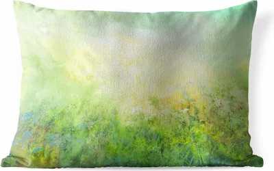 Produktbild von MuchoWow® Outdoor Kissen - Gras - Sommer - Ölfarbe - 60x40 cm - Wetterfest - Lounge Kissen - Zierkissen - Kissen für Innenräume