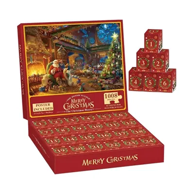 Obrázek produktu pro Adventní kalendář s puzzle 1008 dílků, 24denní vánoční odpočítávání, každý den nová část obrázku