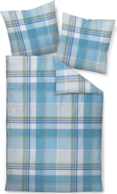 Produktbild von Janine Design Bettwäsche-Garnitur Mako-Satin 98119 moments Farbe blau grün Größe 155x220+80x80