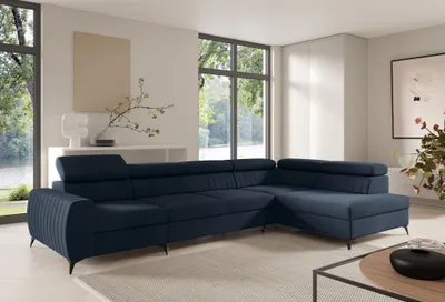 Produktbild von Ecksofa Schlafsofa Sofa TORONTO XL Stoff Element Blau Ottomane Rechts