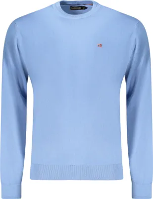 Immagine prodotto di Maglione blu da uomo: maniche lunghe, vestibilità comoda, collo rotondo, con ricamo