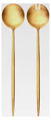 Produktbild von Salatbesteck, gold, Edelstahl, groß, Salatgabel, Servierlöffel, spülmaschinengeeignet, Serie Provence, matt