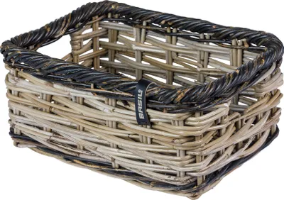 Produktbild von Basil Dijon S Vorderradkorb - grobmaschiges Rattan, grau/schwarz, mit Deckel ...