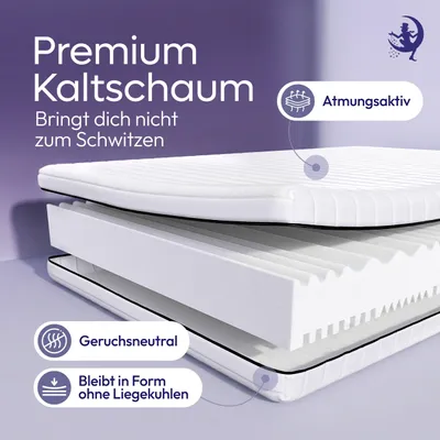 Produktbild von 7-Zonen Ergonomische Matratze 200x200 H2 / H3 hochwertige Qualität