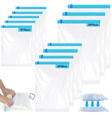 Productafbeelding van 12 stuks vacuümzakken voor kleding reizen in S + M + L