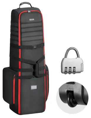 Immagine prodotto di VEVOR Borsa da viaggio per golf, custodia morbida per esterni, resistente all'acqua, in poliestere Oxford 1800D, imbottita e con ruote, pieghevole per riporre le mazze da golf in aereo, 520 x 450 x 1420 mm