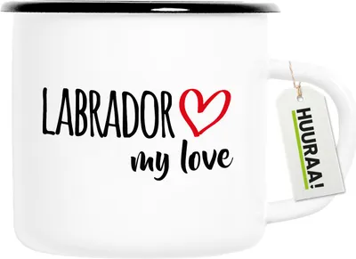 Produktbild von Huuraa Emaille Tasse Labrador my love 300ml Vintage Campingbecher Geschenkidee