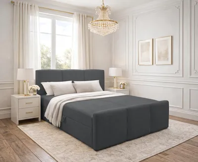 Produktbild von AX LIVING Boxspringbett Ankarra 160x200 cm Grau Bett mit Stauraum