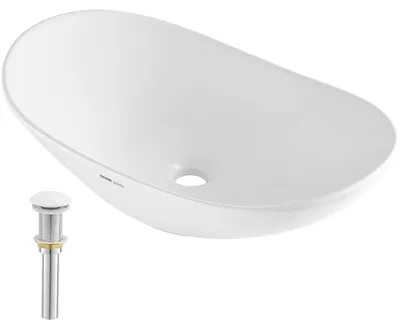 Produktbild von VEVOR Rechteckiges Waschbecken, 19" x 14,7" Waschbecken für das Badezimmer, Weißes Keramik-Waschbecken für die Arbeitsplatte, Moderner Stil, Hell und Elegant, Gut verpackt für Badezimmer, Hotel, Toilette, Wohnmobil, Oval-a, 60 x 36 cm