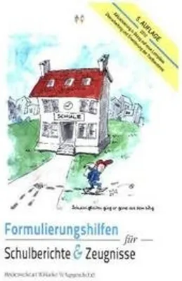 A cartoon illustration of a school building with a child walking towards it.