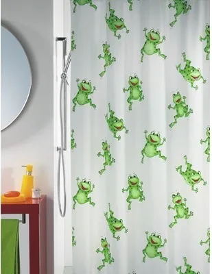 Zdjęcie produktu dla Zasłona prysznicowa spirella Frogtime zielona 180 x 200 cm